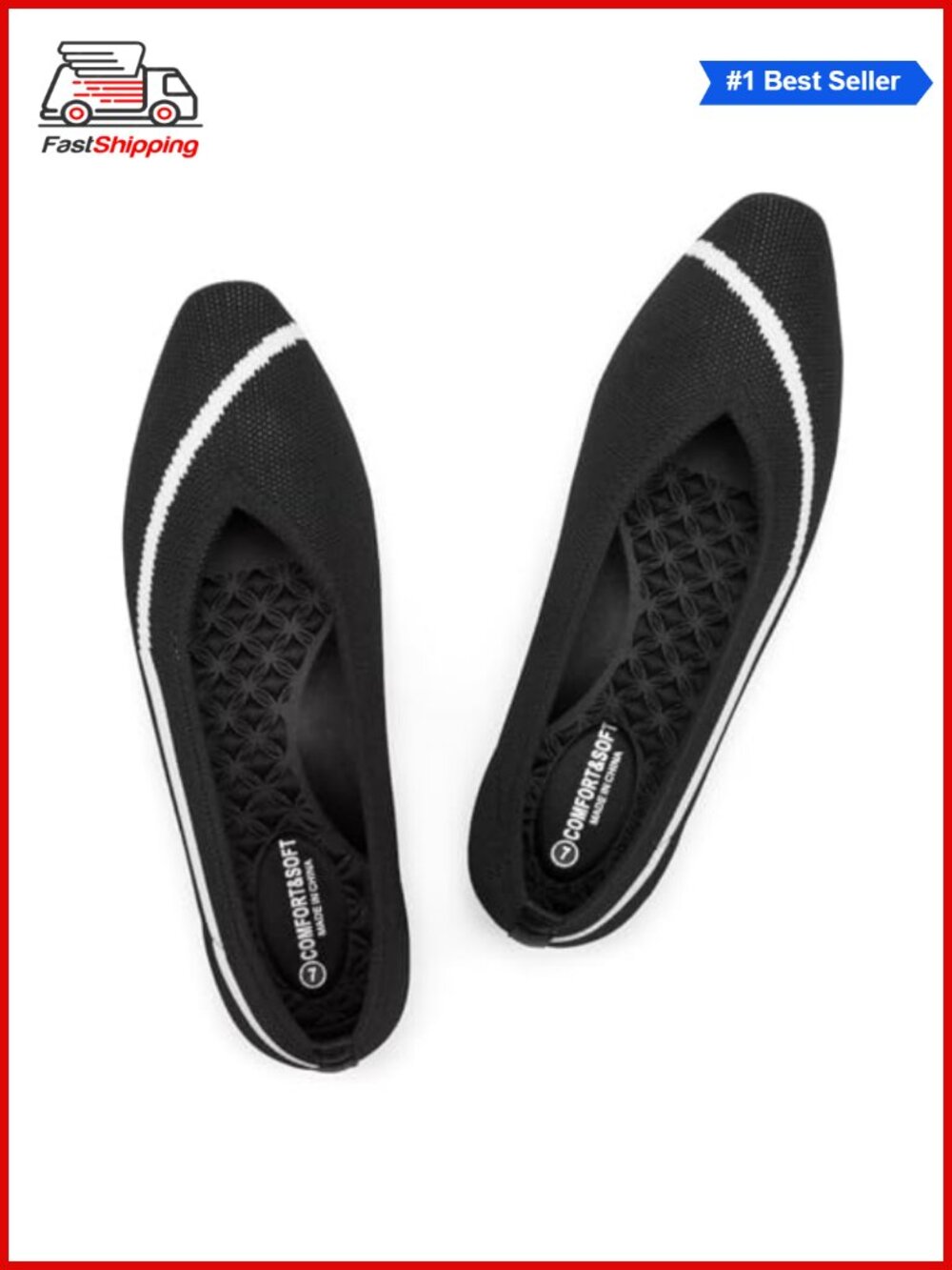 Women's Square Toe Knitted Flats Slip On Washable Comfortable Daily Wear